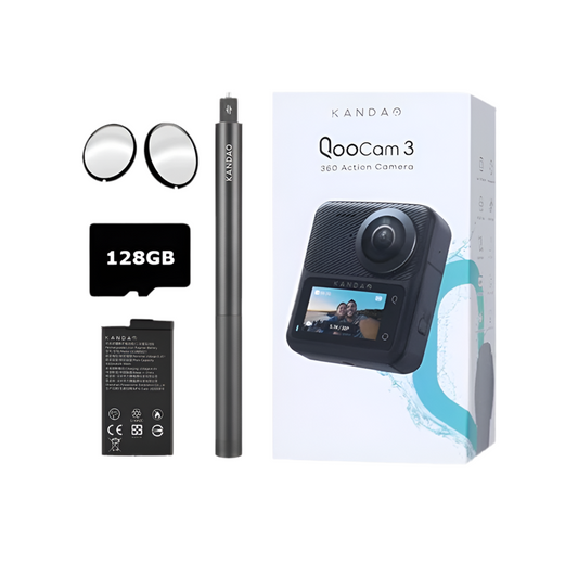 Amazing vlogging QooCam 3 Travel Combo - Dual 1/1.55" Sensors,5.7K 30FPS, 62MP Panoramic Photo, Stabilization, Superior Night Shot