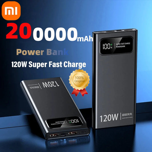 Xiaomi 120W Power Bank 200000mAh Super Fast Charging Ultralarge Capacity For Mobile Power External Battery For Iphone Vivo 2024