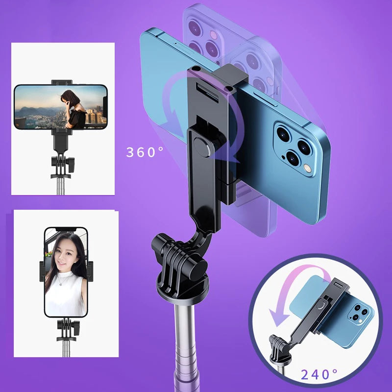 The Great 1.7m Extendable live Tripod Selfie Stick Support LED Ring Dual light mirror Stand 4 in 1 Phone Mount for iPhone X 8 11 Android