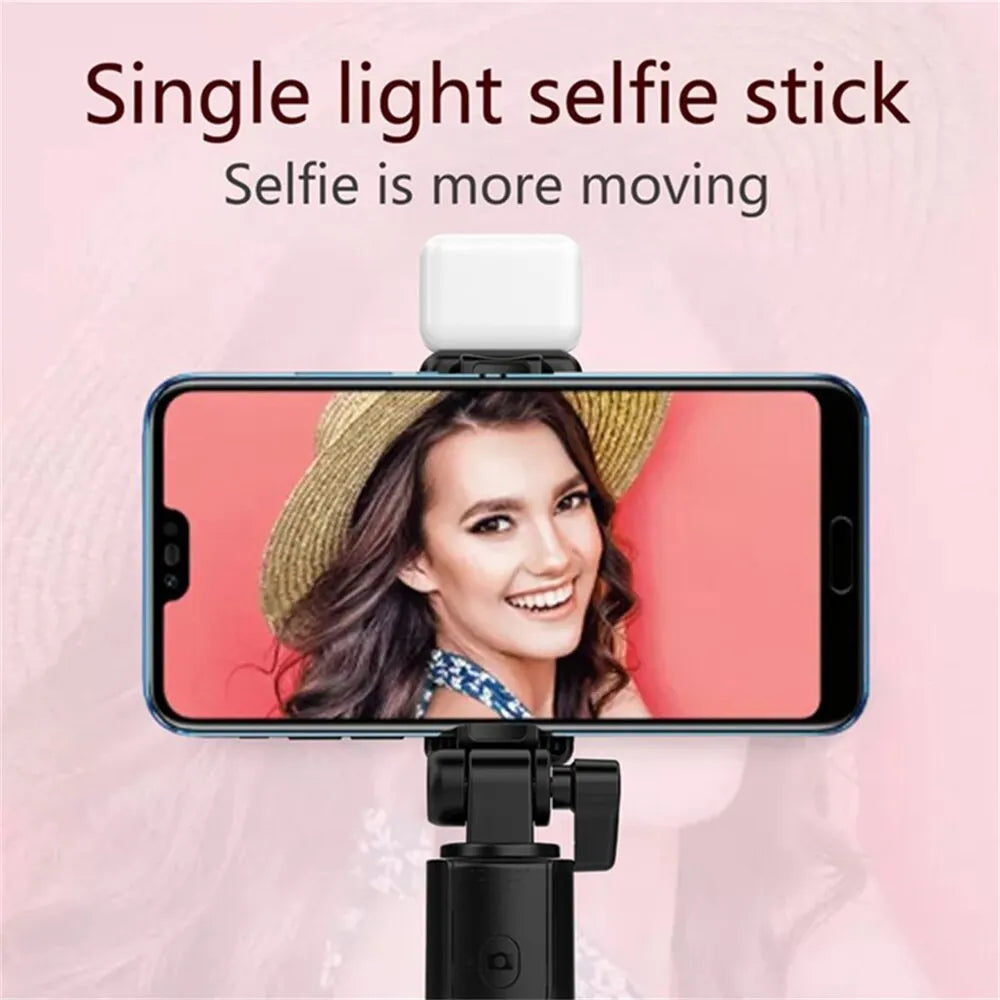 3 In 1 Selfie Stick Bluetooth Remote Tripod with Fill Light Foldable Bracket for Cell Smartphones for Tiktok Video Live Holder