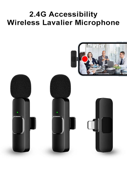 New High Quality Wireless Lavalier Microphone Portable Audio Video Recording Mini Mic for iPhone Android Live Broadcast Gaming Phone Mic