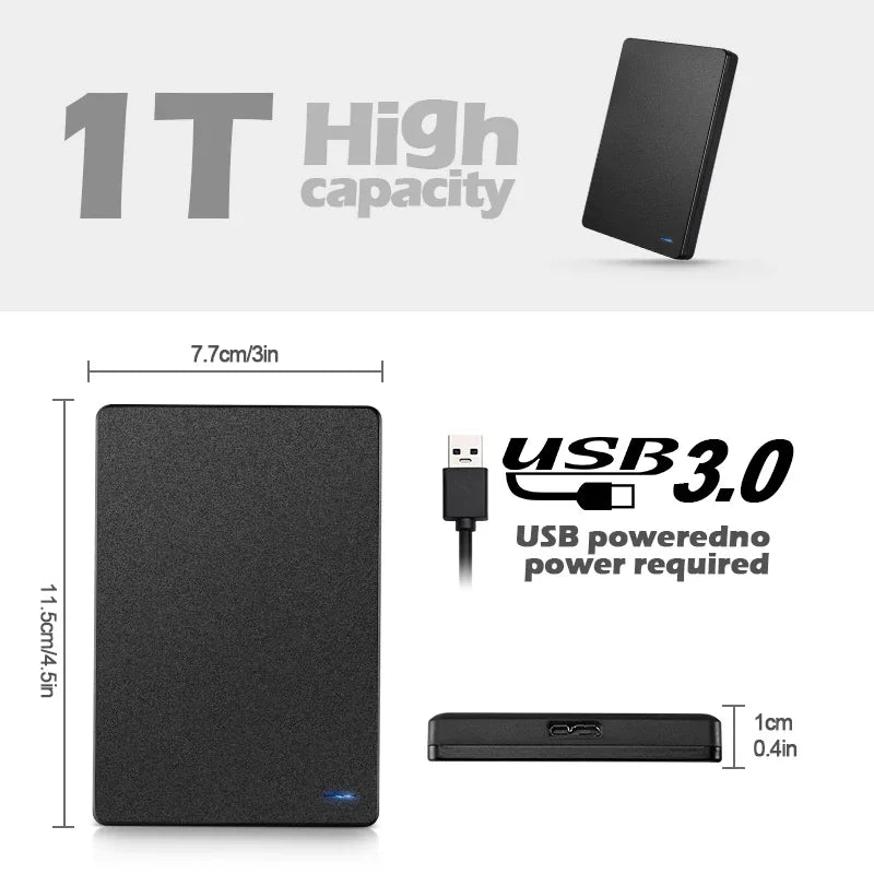 Portable HD External Hard Drive, 320GB, 500GB, 1TB, USB 3.0, HDD for PC, MacBook, PS4, PS5, 2.5"