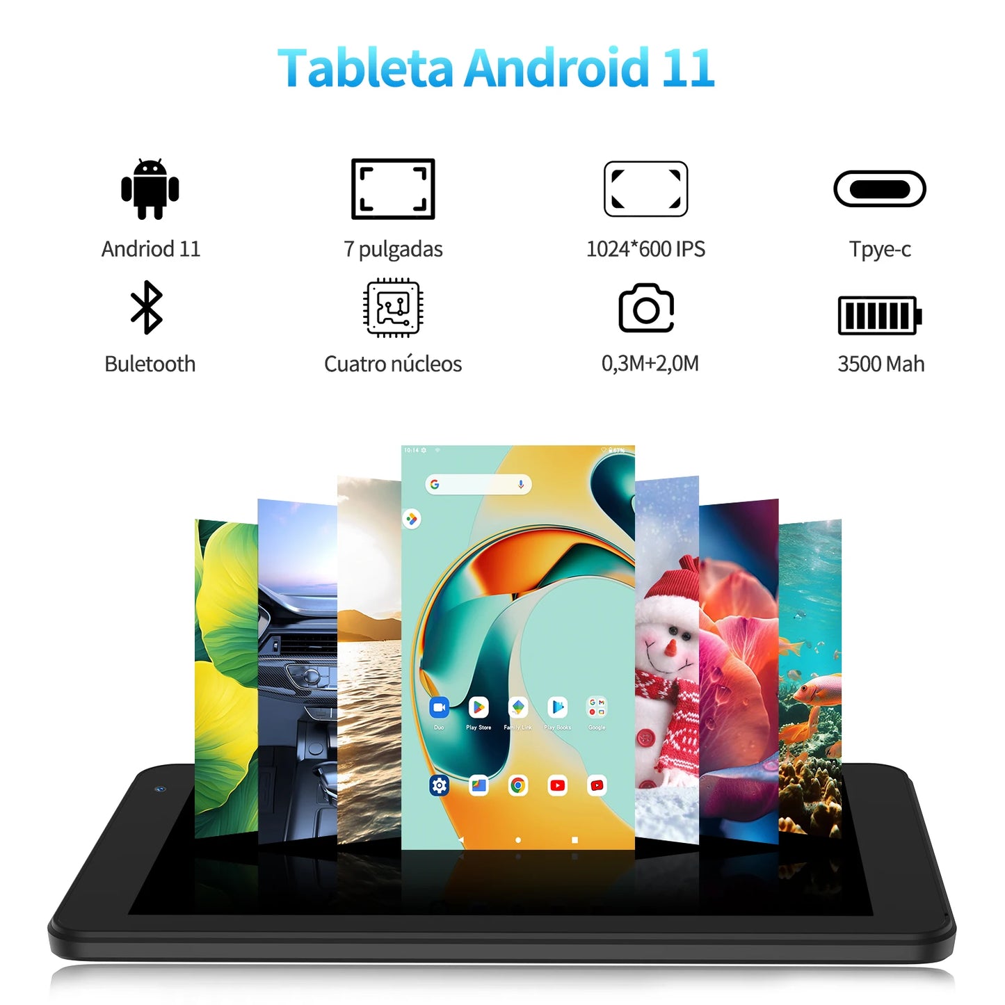 BEST QUILITY PRITOM 7 Inch Tablet PC 32 GB Android 11 with Quad Core Processor HD IPS Display Dual Camera WiFi with PU Protective Case