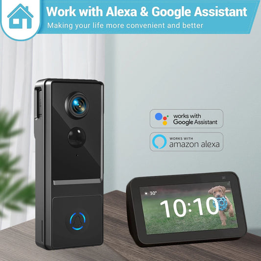 Smart Video Doorbell works with Alexa and Google  Waterproof Night Vision Home Security 1080P FHD Camera Digital Visual Intercom