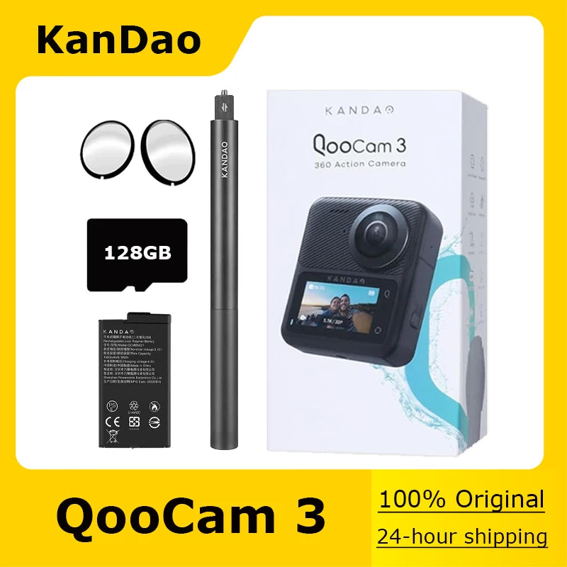 Amazing vlogging QooCam 3 Travel Combo - Dual 1/1.55" Sensors,5.7K 30FPS, 62MP Panoramic Photo, Stabilization, Superior Night Shot