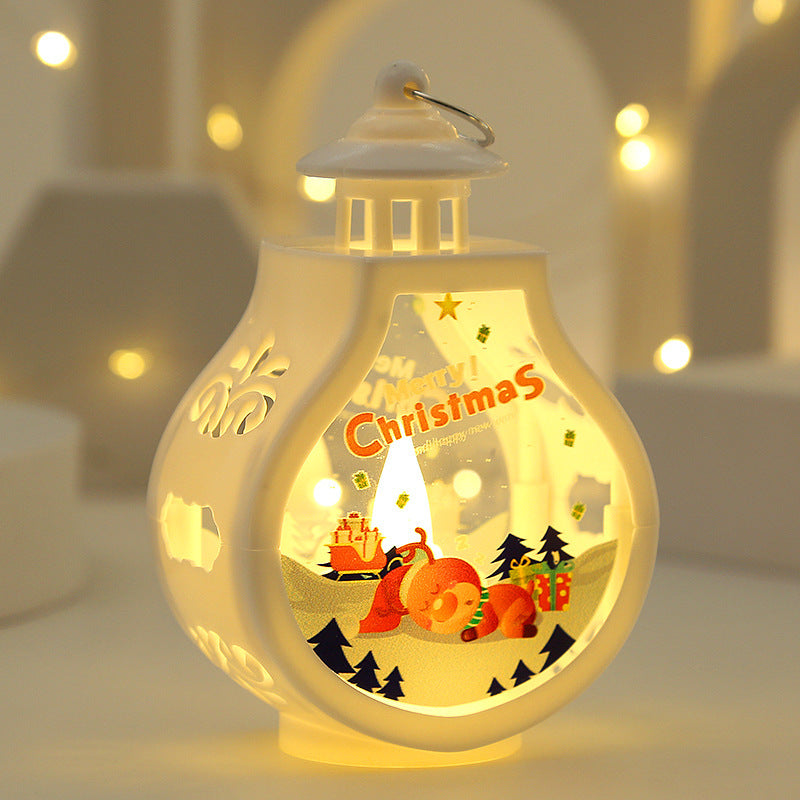 Christmas Lantern LED Lighted Snowman Lamp With Santa Claus Decorative Hanging Lanterns Christmas Snow Globes Gifts For Children