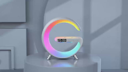 Top Seller The G Wireless Charger Station Multifunction RGB Desk Lamp Alarm Clock Speaker For iPhone Samsung Huawei Fast Charging Stand Pad